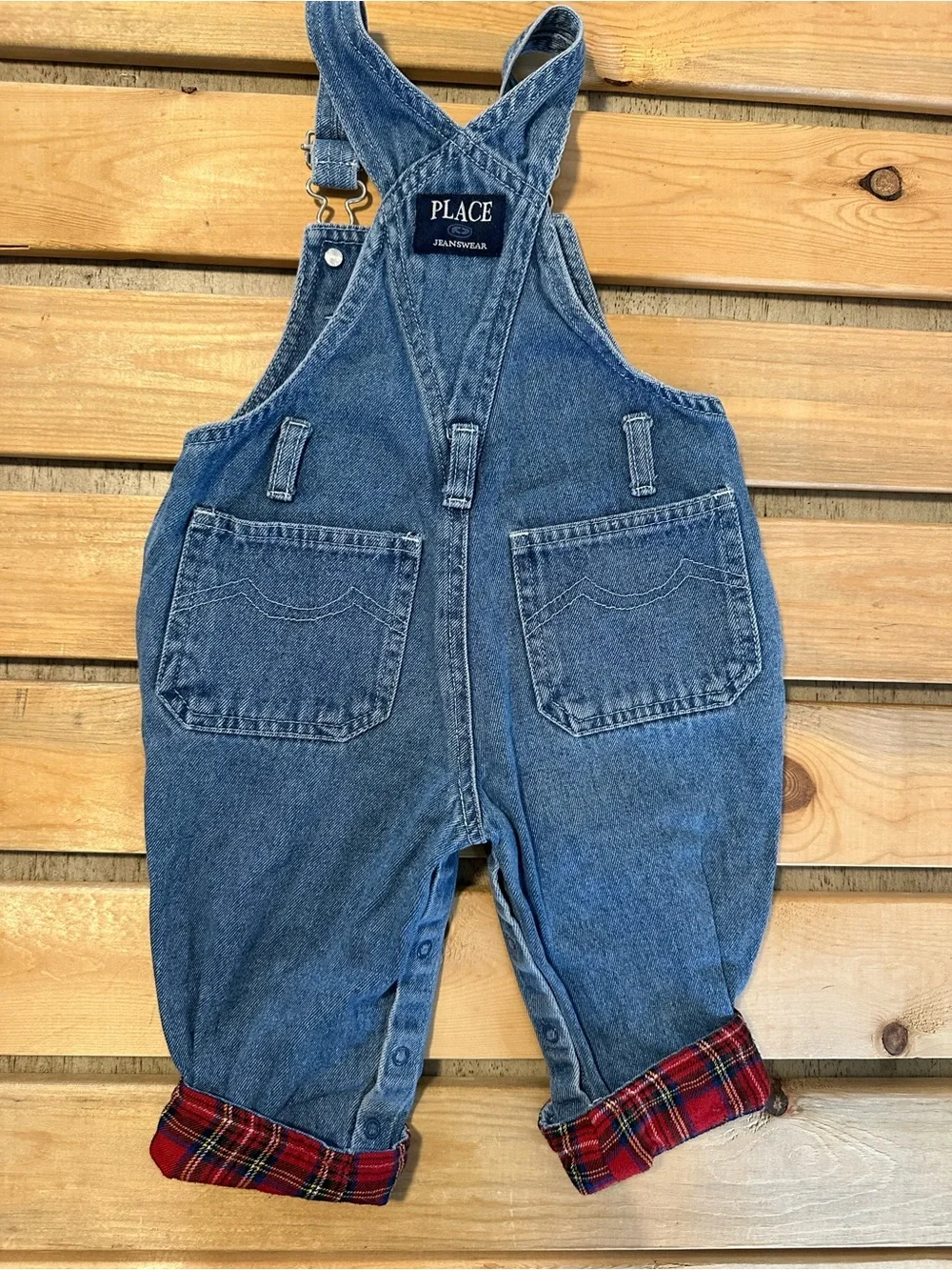 Vintage denim Buffalo Check overalls size 12 months